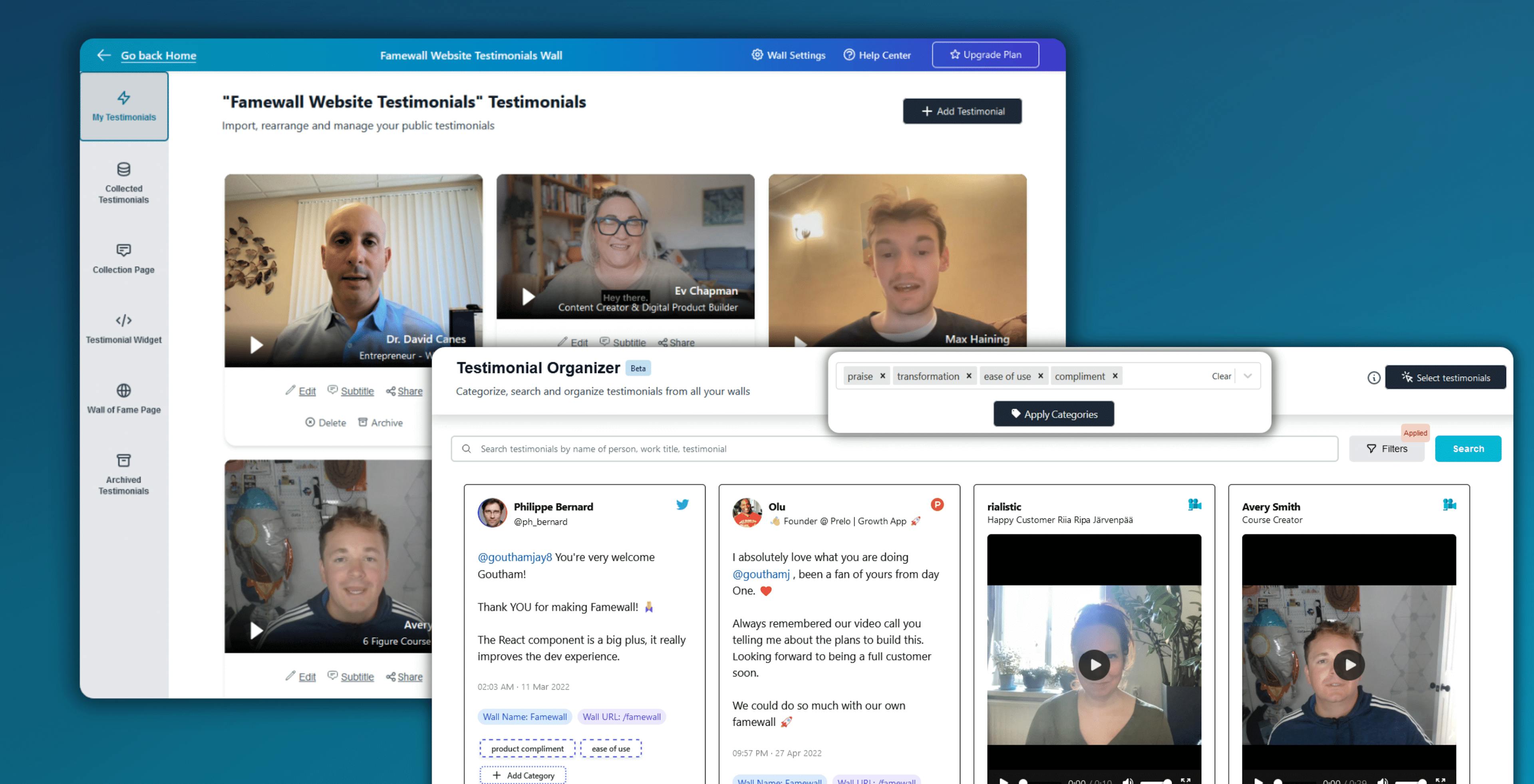Famewall Modern Dashboard